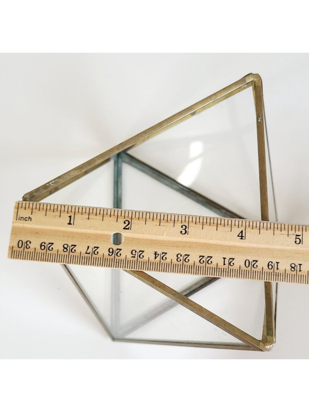 Brass & Glass Terrarium Geometric Succulent Holder Centerpiece Gold Tone Vintage - Picture 8 of 9